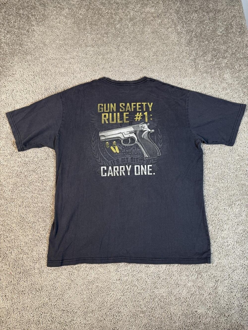 Bass Pro Shop Shirt Mens XL Black 2A Gun Safety Rule 1 Carry One Cotton Tagless